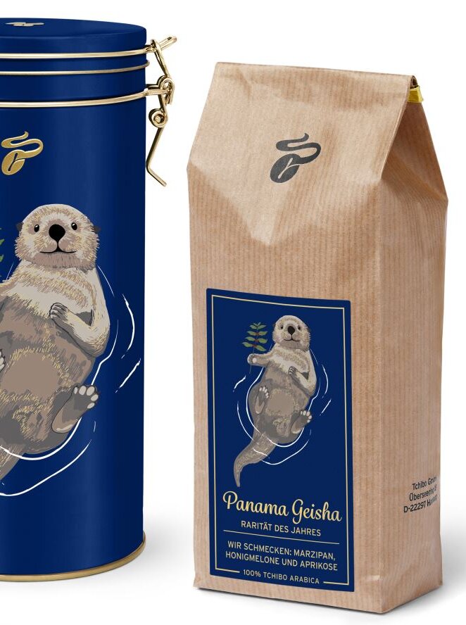 Kaffeeverpackungen Panama Geisha mit Ottermotiv