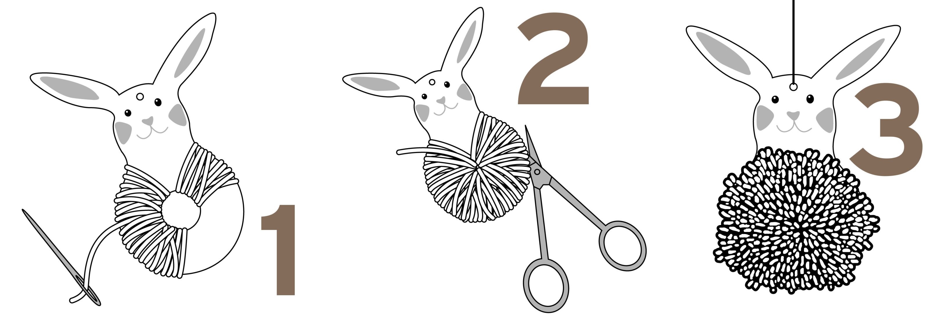 Schritt-für-Schritt-Anleitung: Pompon-Hase