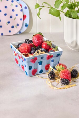 Link: Großansicht des Bildes - Bildinhalt: Schale mit frischen Erdbeeren, Heidel- und Brombeeren