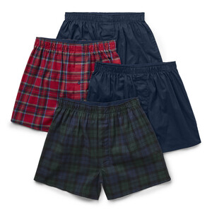 Link: Großansicht des Bildes - Bildinhalt: Vier Herrenboxershorts, kariert und einfarbig navy