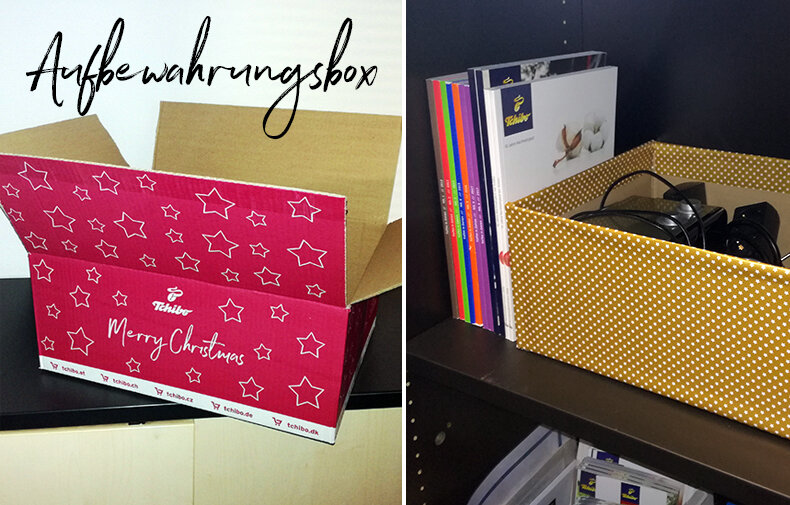 Offene Geschenkbox und gepunktete Aufbewahrungsbox