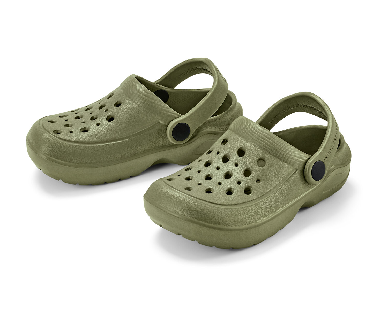 Grüne Gummi-Clogs mit Lochmuster und Fersenriemen