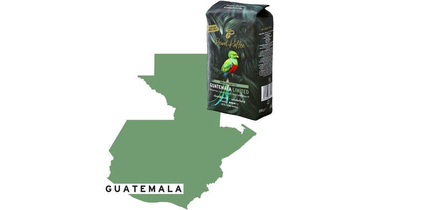 Kaffeepackung „Guatemala Limited“ auf Länderkarte