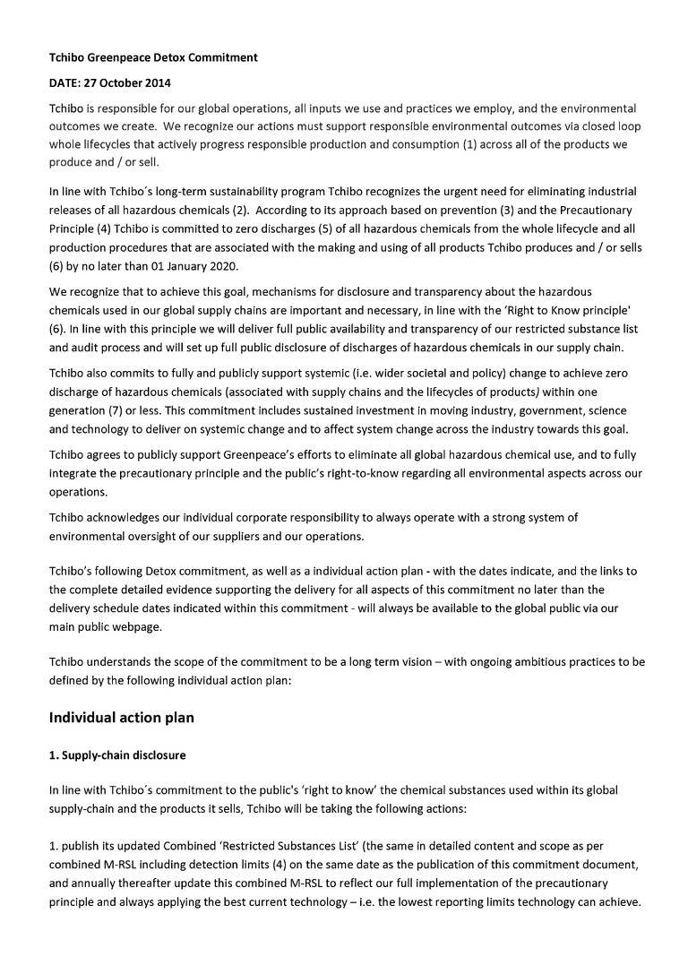 PDF-file Preview for: Greenpeace Detox Commitment (English)