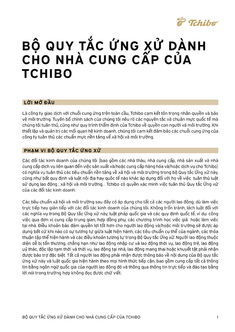 PDF-file Preview for: Tchibo Supplier Code of Conduct (Vietnamesisch)