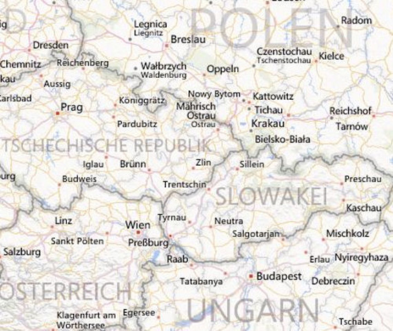 Landkarte von Tschechien und der Slowakei (Bildquelle bing).