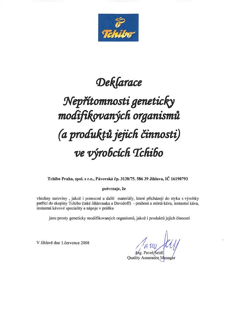 PDF-file Preview for: DEKLARACE NEPŘÍTOMNOSTI GENETICKY MODIFIKOVANÝCH PRODUKTŮ