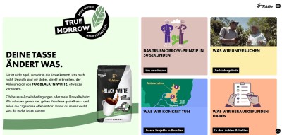 Truemorrow Ansicht der Website