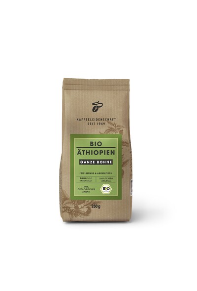 Braune Tüte Bio Kaffee Äthiopien ganze Bohne