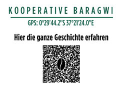 Text „Kooperative Baragwi“ mit QR-Code