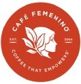 Rotes Café-Femenino-Logo mit Frauenprofil