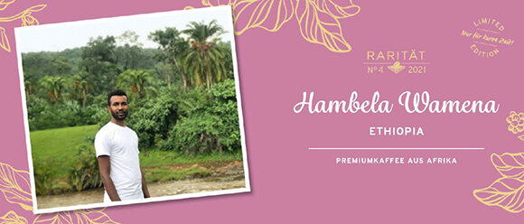 Mann vor grüner Landschaft, Text Hambela Wamena