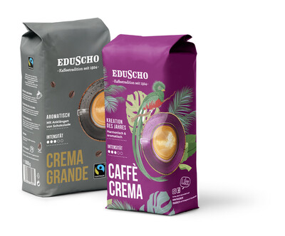 Zwei Eduscho-Kaffeepackungen Crema Grande und Caffè Crema