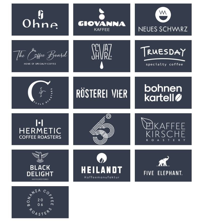 Mehrere Logos verschiedener Kaffeeröstereien