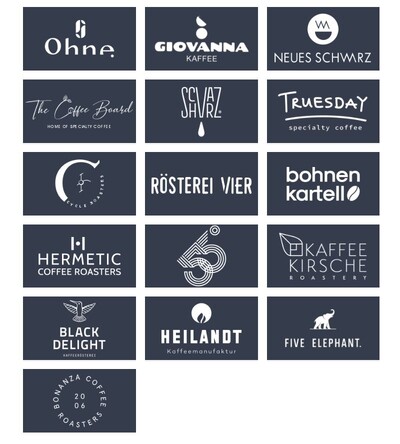 Mehrere Logos verschiedener Kaffeeröstereien