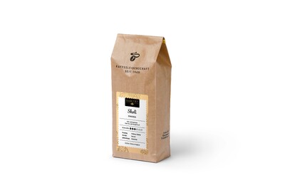 Braune Kaffeepackung „Sholi Rwanda“ von Tchibo
