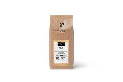 Braune Tchibo-Kaffeepackung „Sholi Rwanda“