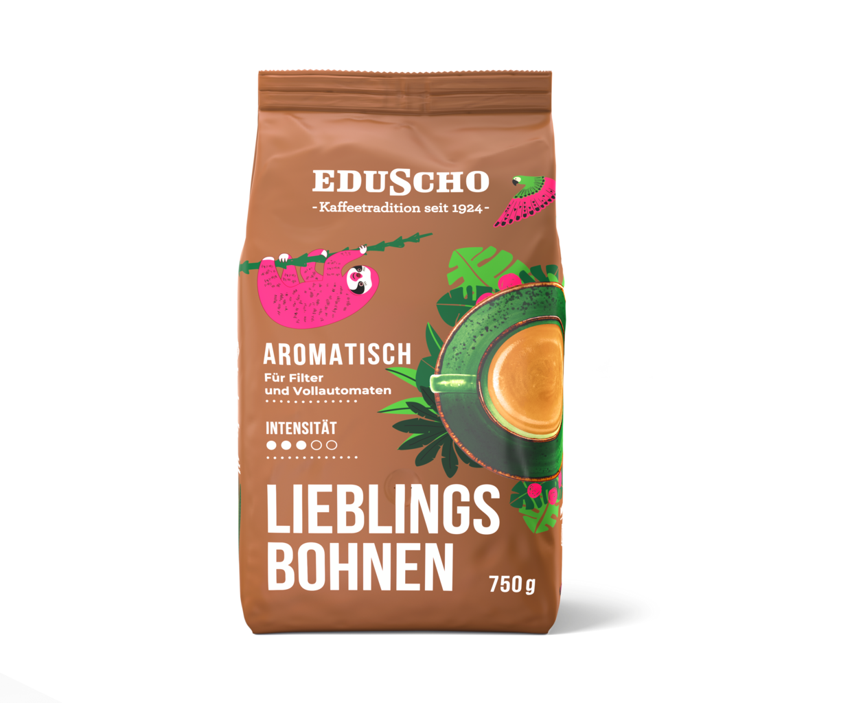 Braune Eduscho Kaffeepackung Lieblingsbohnen