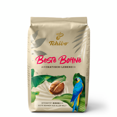 Tchibo Kaffee „Beste Bohne“ mit Papagei auf Packung