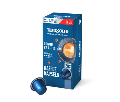 Blaue Eduscho Lungo Kaffeekapseln Verpackung