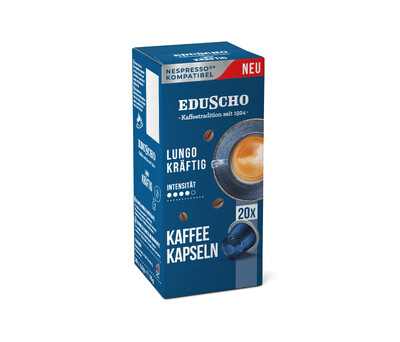 Blaue Eduscho Lungo kräftig Kaffeekapseln-Packung