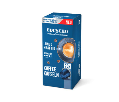 Blaue Eduscho-Lungo-Kapselpackung mit Espresso