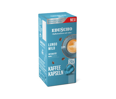 Blaue Eduscho Lungo Mild Kaffeekapsel-Packung