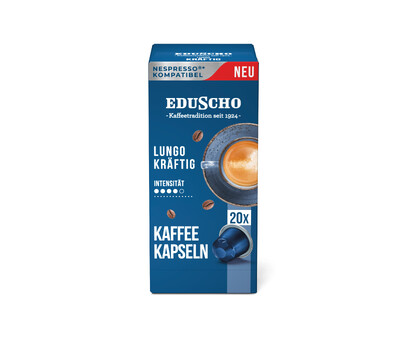Blaue Eduscho Lungo kräftig Kaffeekapseln-Packung