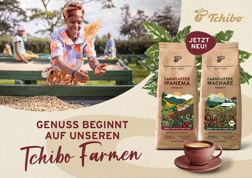 Werbung für Tchibo Farmkaffee mit Erntehelferin