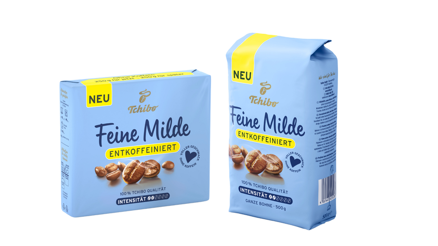Zwei Tchibo Feine Milde entkoffeiniert Packungen