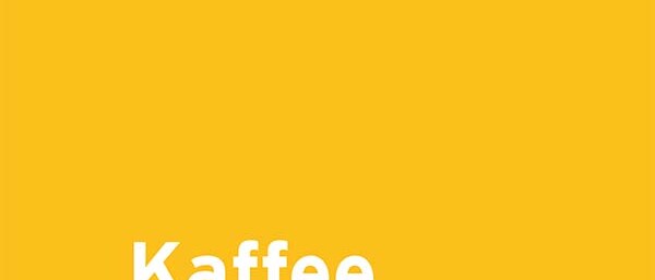 Gelbes Poster mit Text „Kaffee in Zahlen“