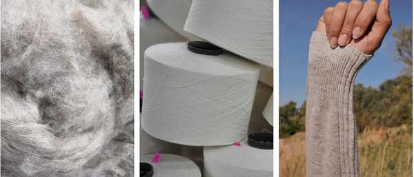 Wolle, Garne und gestrickter Ärmel draußen