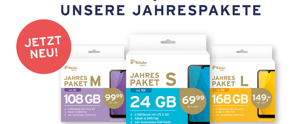 Werbung für Tchibo Mobil Jahrespakte S, M, L