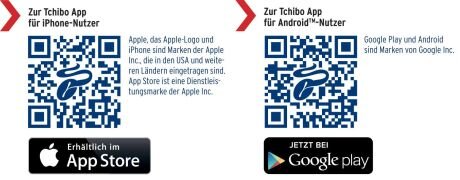 Zwei QR-Codes zur Tchibo App für iOS und Android