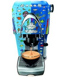 Bunte Kaffeemaschine mit Unterwasser-Motiven