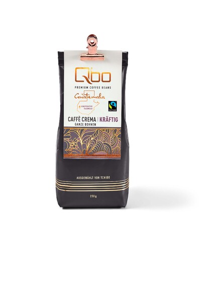 Qbo Caffè Crema kräftig, ganze Bohnenpackung