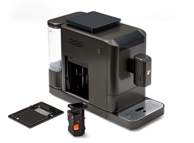 Schwarze Kapsel-Kaffeemaschine mit Zubehör