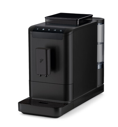 Schwarzer Kaffeevollautomat mit Wassertank