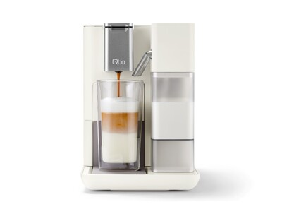 Weiße Kapsel-Kaffeemaschine mit Latte Macchiato