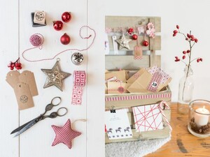 Den Deckel der Kiste verzierte Katharina mit einer Kordel-Girlande, reichlich geschmückt mit hübscher Weihnachtsdeko!