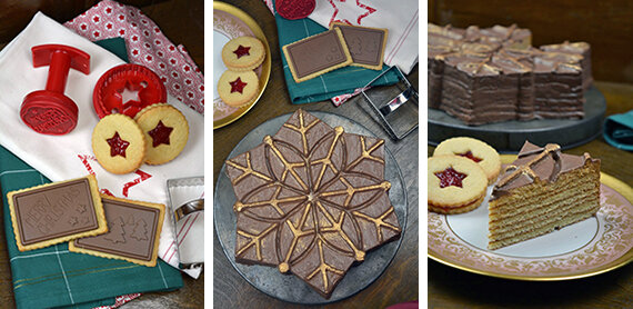 Keksstempel, Butterkekse mit schokoladiger Nachricht und ein Eiskristall-Baumkuchen, der himmlisch nach Marzpian duftet.