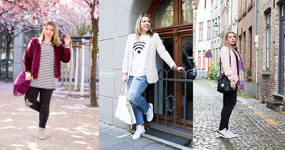 Die Outfits von Sara sind immer sehr feminin und weich.