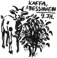 Das Wort Kaffee stammt nicht vom ähnlich lautenden Namen der früheren Provinz Kaffa in Äthiopien ab. Illustration: Jindrich Novotny