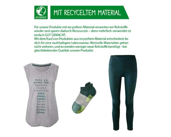 Yogamode aus recyclebarem Material