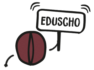 Link: Großansicht des Bildes - Bildinhalt: Kaffeebohne mit Schild „Eduscho“