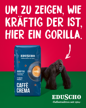 Link: Großansicht des Bildes - Bildinhalt: Kaffeepackung Eduscho Caffè Crema mit Gorilla