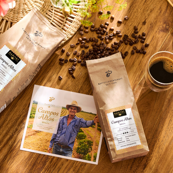 Kaffeepackungen Campos Altos mit Bohnen und Espresso
