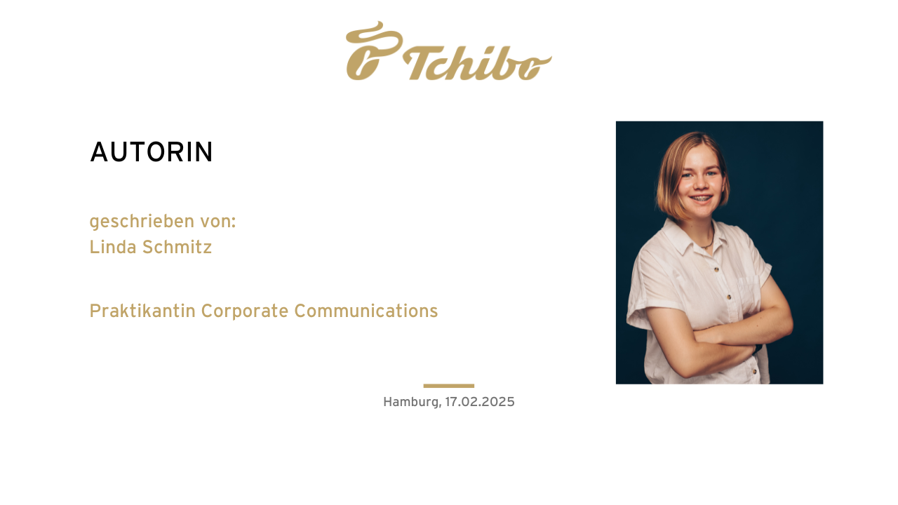 Autorinnenprofil mit Tchibo-Logo und Porträt