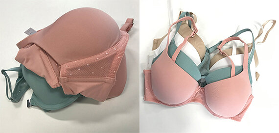 Mehrere gefaltete BHs in Rosa und Pastellfarben