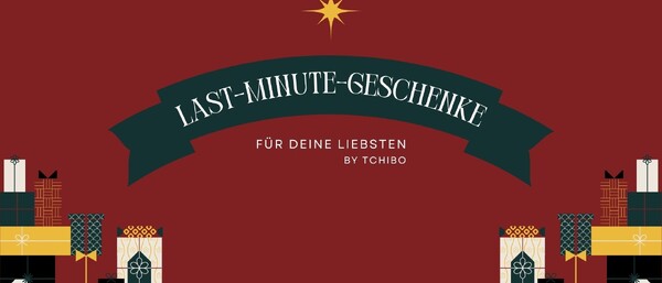 Banner „Last-Minute-Geschenke“ mit Geschenken